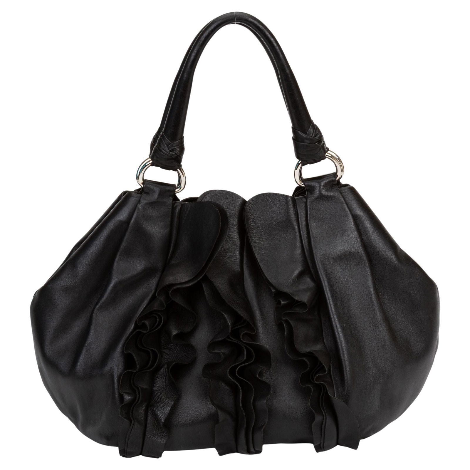 Prada Black Ruched Nappa Handbag with Dust Cover (1 of 8)