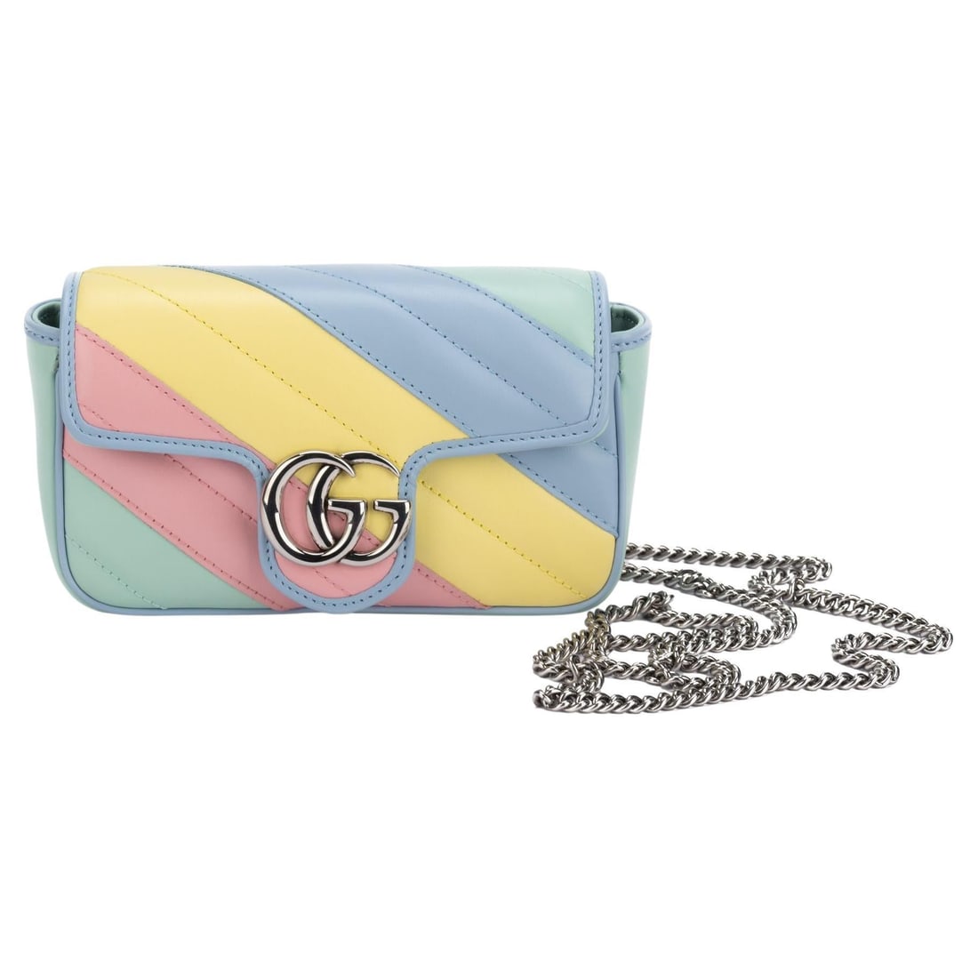 Gucci Limited Edition Rainbow Marmont Crossbody Bag NIB: Gucci Limited Edition Rainbow Marmont Crossbody Bag NIB This exquisite limited edition Rainbow Marmont Crossbody Bag by Gucci is a stunning addition to any collection. Crafted in Italy, this bag featu