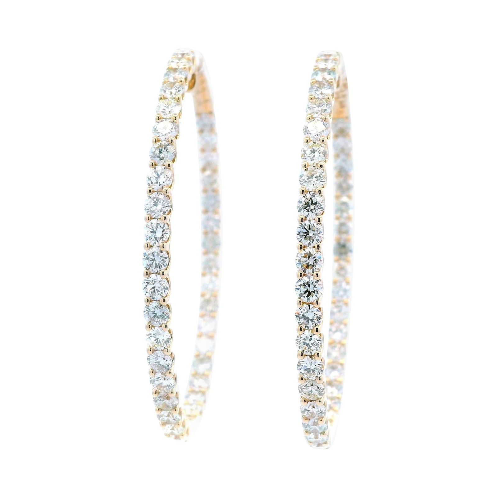14k Yellow Gold 6.12ct Round Diamond Hoop Earrings 72 Diamonds: 14k Yellow Gold 6.12ct Round Diamond Hoop Earrings 72 Diamonds Elevate your elegance with these stunning round diamond hoop earrings crafted in luxurious 14k yellow gold. Featuring a total of 72 round