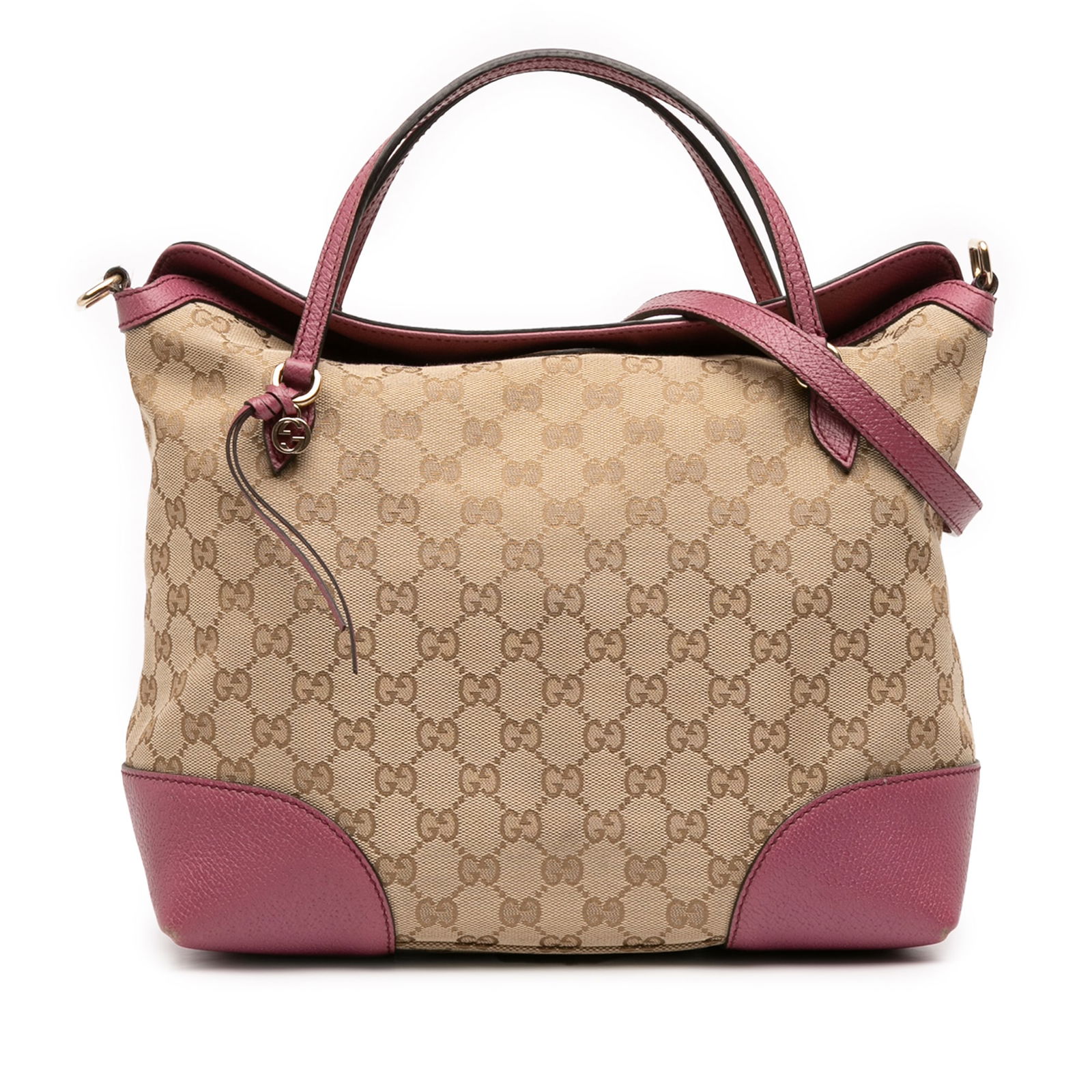 Gucci Medium GG Canvas Bree Satchel Leather Trim Italy: Gucci Medium GG Canvas Bree Satchel Leather Trim Italy This Gucci Medium GG Canvas Bree Satchel combines elegance and functionality with its canvas body and leather trim. The bag features flat leather