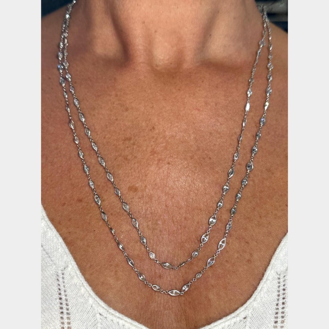 Platinum 26.50 Ct Marquise Diamond Necklace 48 Inches (1 of 2)
