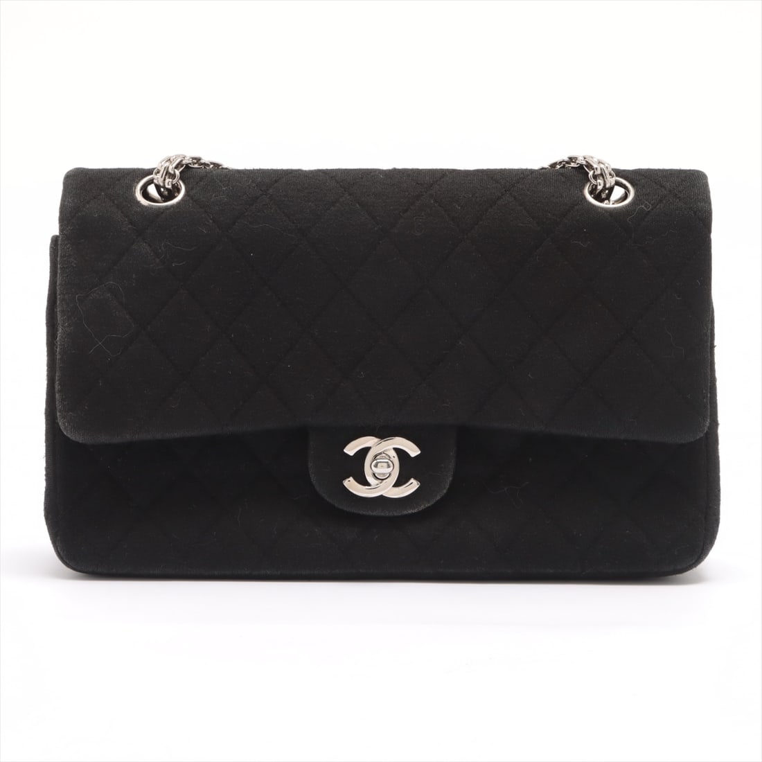 Black Fabric Chanel Timeless Classic Flap Handbag 26 x 15 x 6 cm (1 of 8)