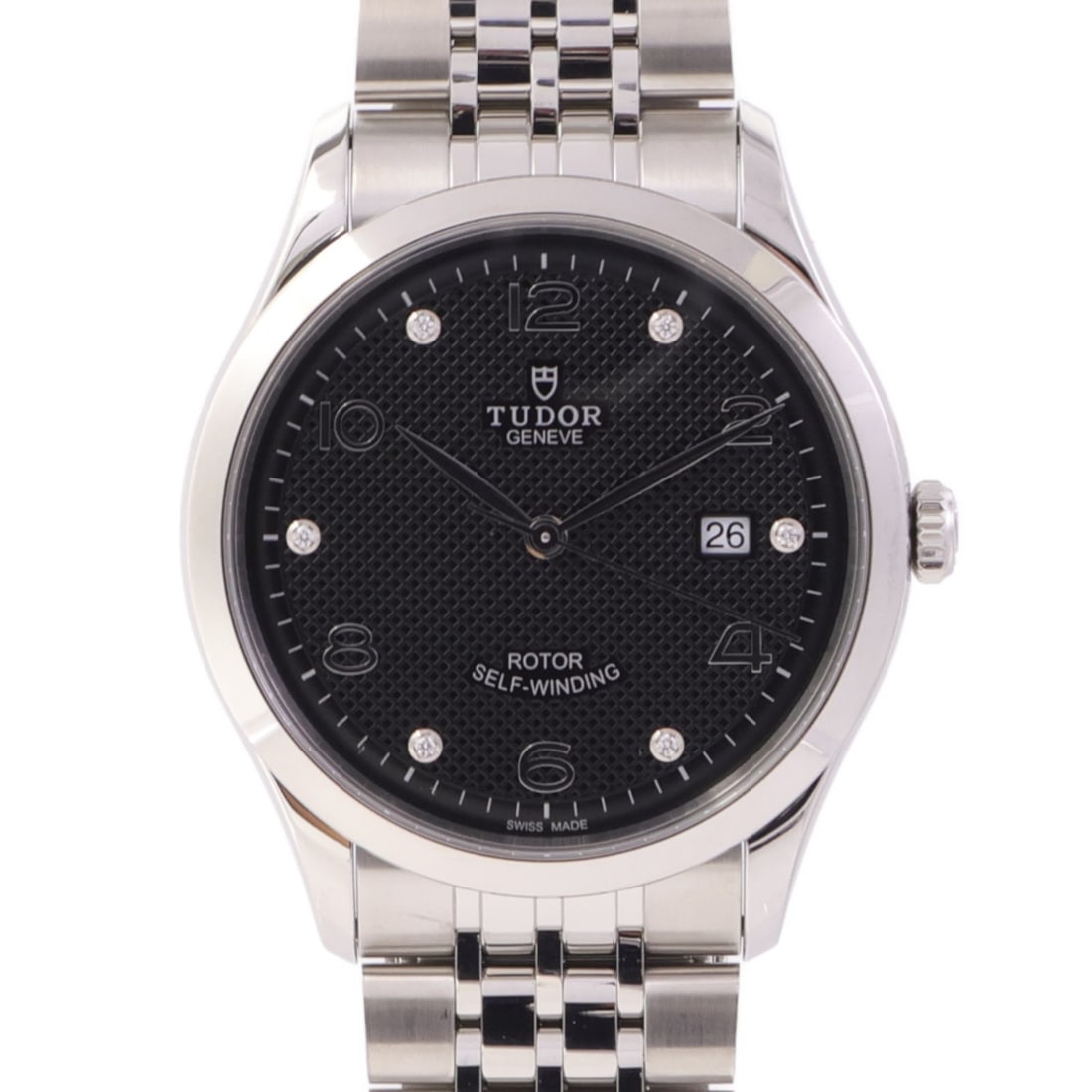 TUDOR 1926 Automatic Stainless Steel Black Dial Wristwatch: TUDOR 1926 Automatic Stainless Steel Black Dial Wristwatch Introducing the TUDOR 1926 Automatic Watch, a stunning wristwatch that combines elegance with functionality. Crafted from high-quality stainl
