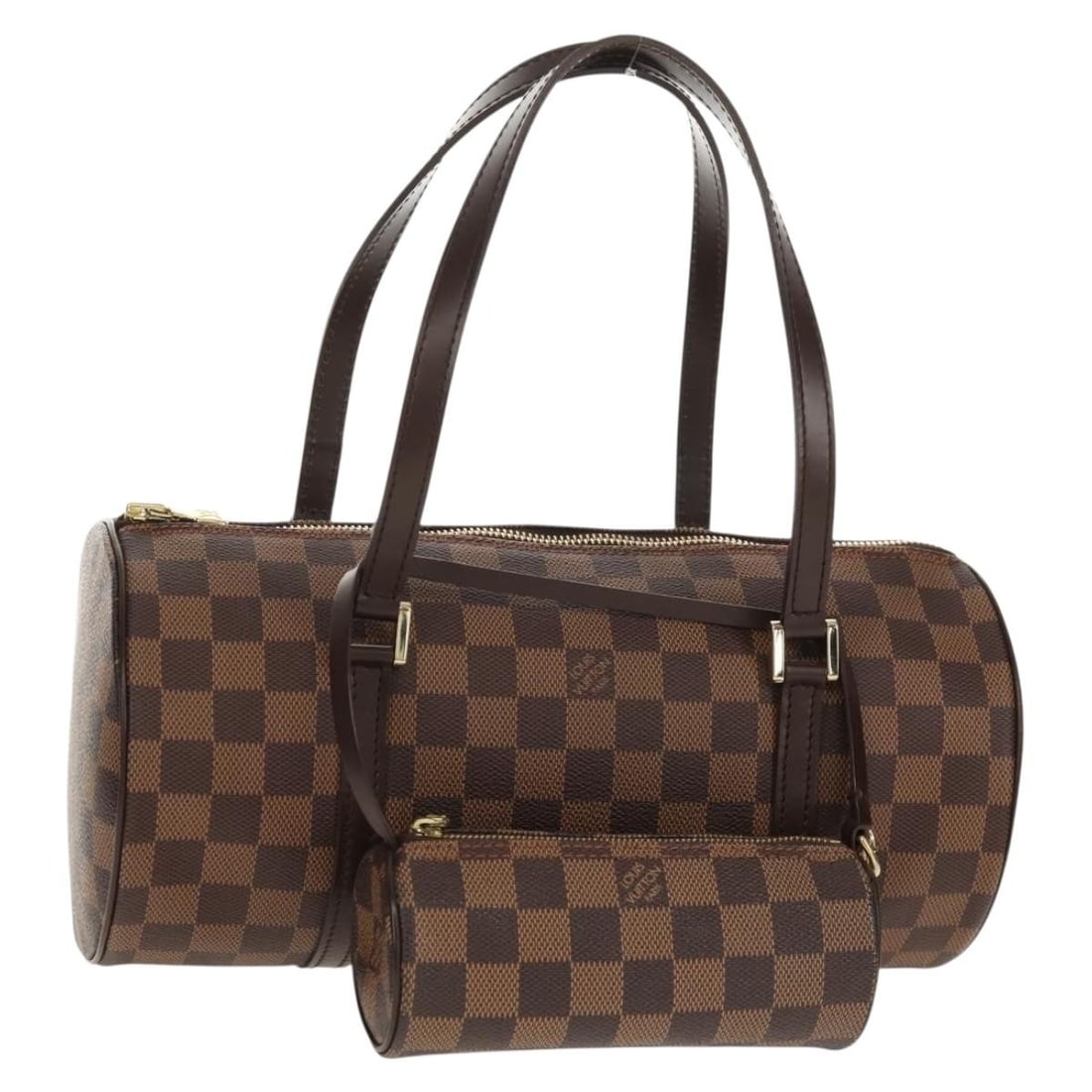 Louis Vuitton Papillon 30 Damier Ebene Canvas Handbag N51303 with Dust Bag: Louis Vuitton Papillon 30 Damier Ebene Canvas Handbag N51303 with Dust Bag This Louis Vuitton Papillon 30 handbag features the signature Damier Ebene canvas exterior in the classic brown checkered pat