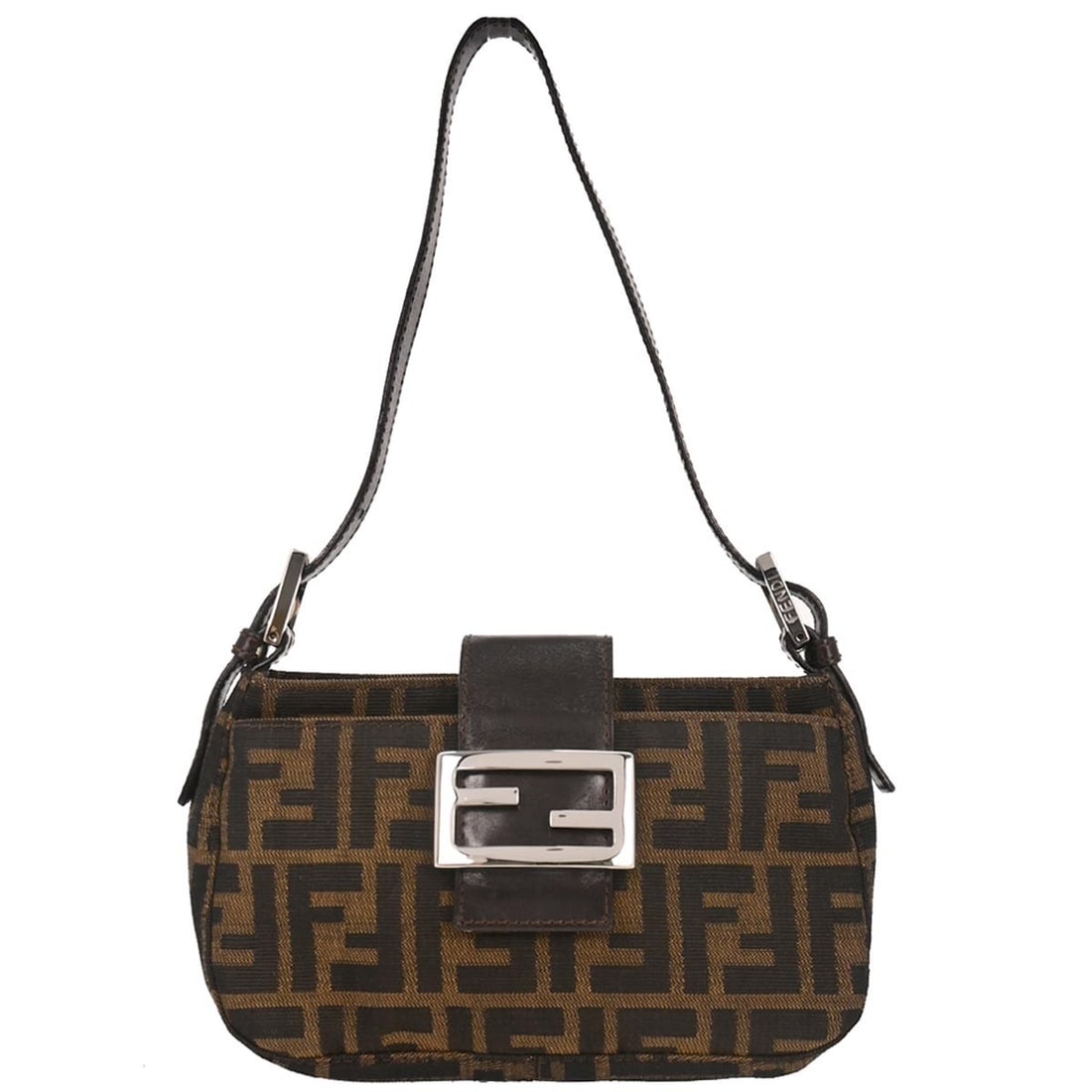 Fendi Zucca Brown Canvas Handbag with Silver Hardware: Fendi Zucca Brown Canvas Handbag with Silver Hardware This exquisite Fendi Brown Canvas Zucca Handbag combines sophistication with practicality, making it the perfect accessory for casual occasions. D