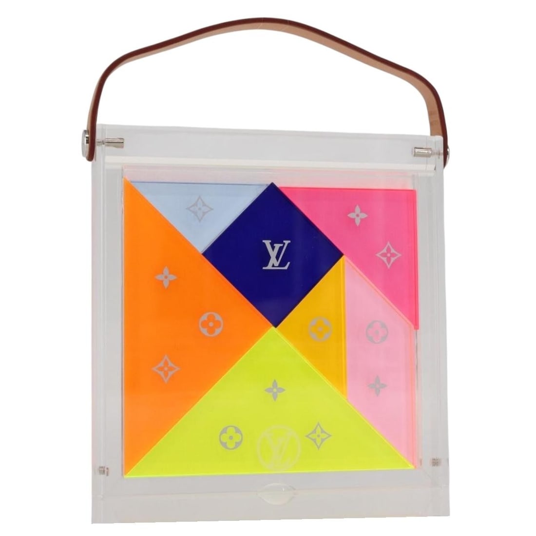 LOUIS VUITTON Clear Glass Puzzle Domino GI0480 with Box: LOUIS VUITTON Clear Glass Puzzle Domino GI0480 with Box This exquisite LOUIS VUITTON Puzzle Domino is a stylish accessory crafted from clear glass, perfect for both play and display. It features a sle