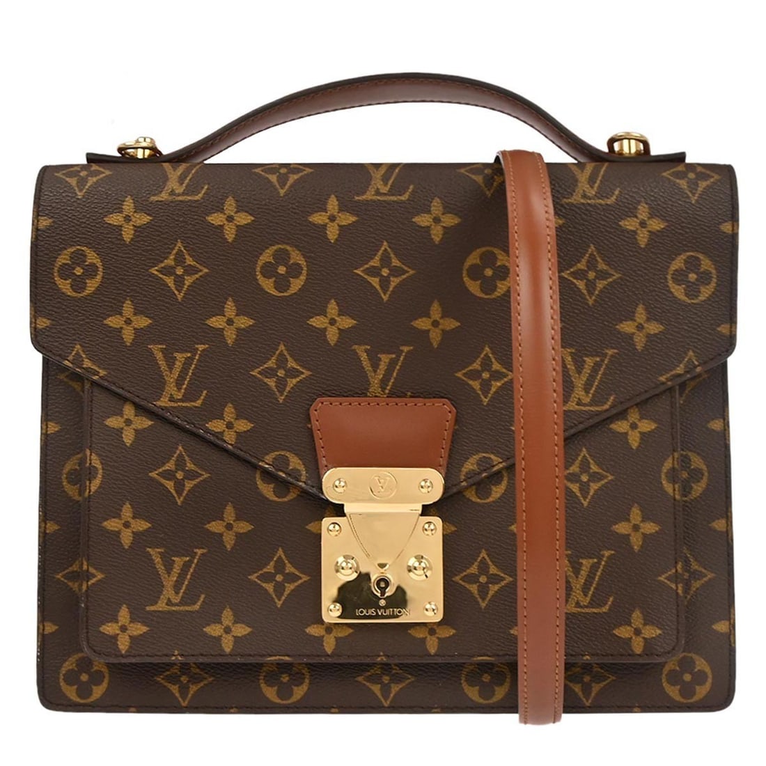 Louis Vuitton Monceau 28 Brown Monogram Canvas Medium Top Handle Bag M51185: Louis Vuitton Monceau 28 Brown Monogram Canvas Medium Top Handle Bag M51185 This vintage Louis Vuitton Monceau 28 business handbag features the iconic monogram pattern on brown canvas, complemented by