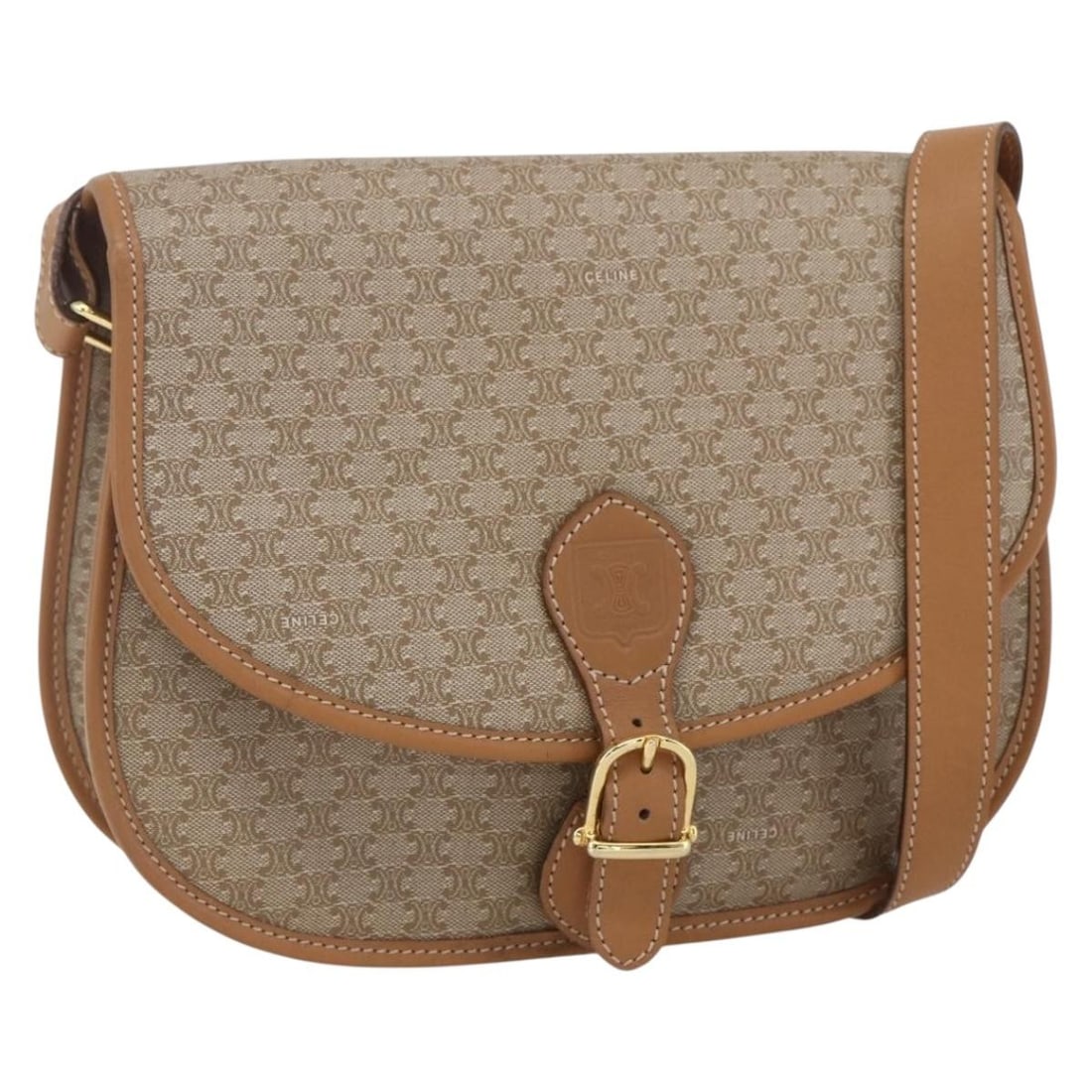 Celine Beige Macadam PVC Canvas Shoulder Bag with Dust Bag (1 of 18)