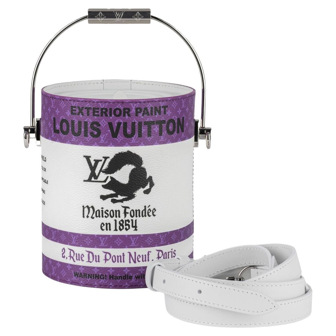 Louis Vuitton Purple Monogram Paint Can Bag NIB with Dustcover: Louis Vuitton Purple Monogram Paint Can Bag NIB with Dustcover Introducing the exquisite Louis Vuitton Paint Can Monogram in striking purple and white. This collectible piece is crafted from high-qual