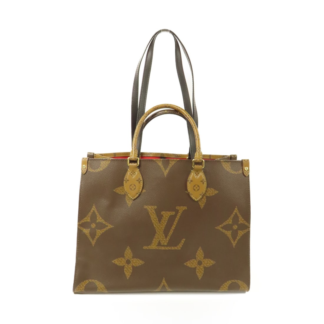 Louis Vuitton On The Go MM 2 Way Bag M45321 Brown PVC Canvas: Louis Vuitton On The Go MM 2 Way Bag M45321 Brown PVC Canvas This Louis Vuitton On The Go MM 2 Way Bag features a stylish design crafted from durable PVC coated canvas in a rich brown color. The bag's