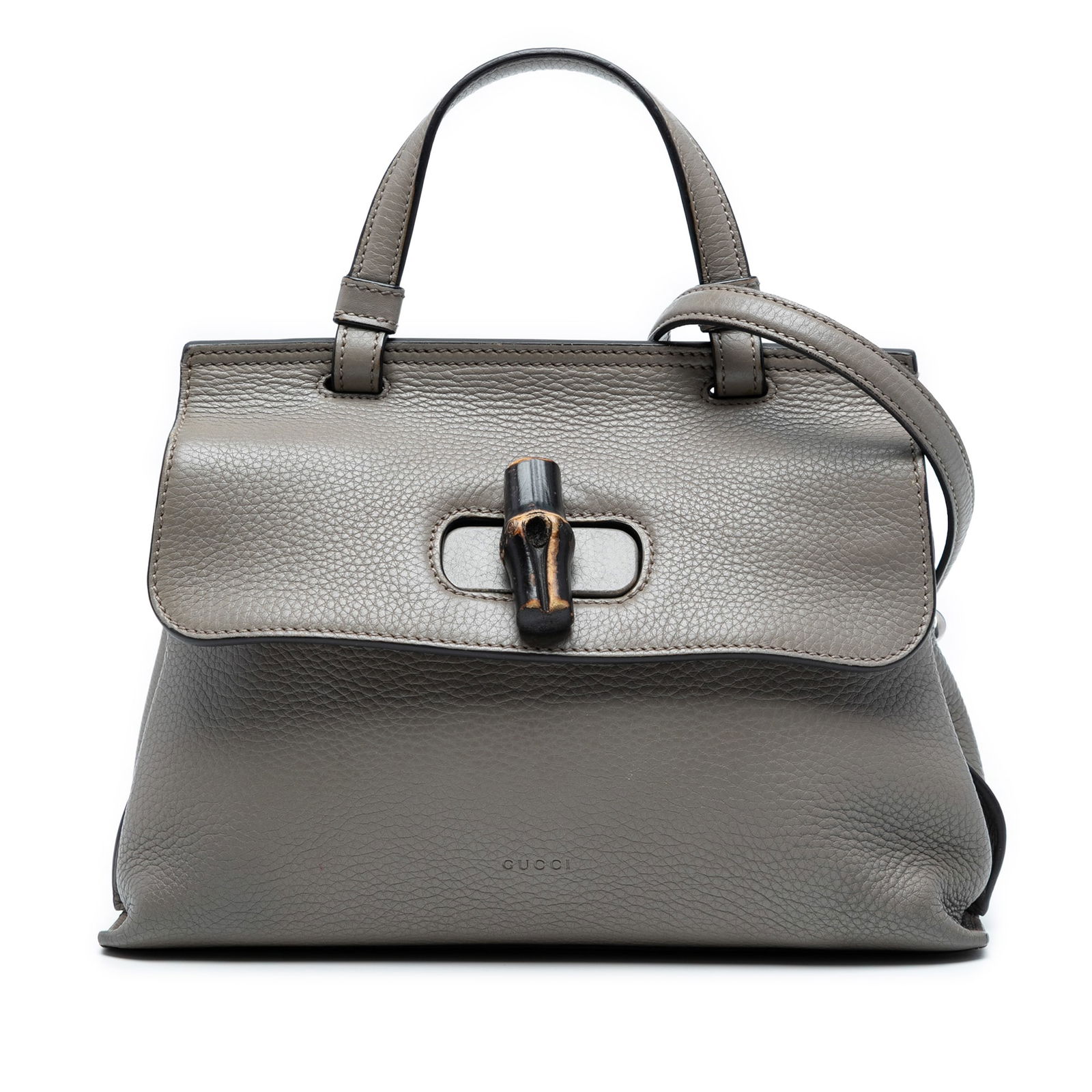 Gucci Small Leather Bamboo Daily Satchel Gray Italy: Gucci Small Leather Bamboo Daily Satchel Gray Italy Elevate your collection with the Gucci Small Leather Bamboo Daily Satchel, a chic and versatile bag crafted from high-quality leather. This stylish