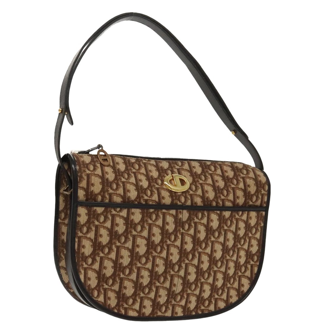Christian Dior Trotter Canvas Shoulder Bag Gold Brown Made in France (1 of 18)