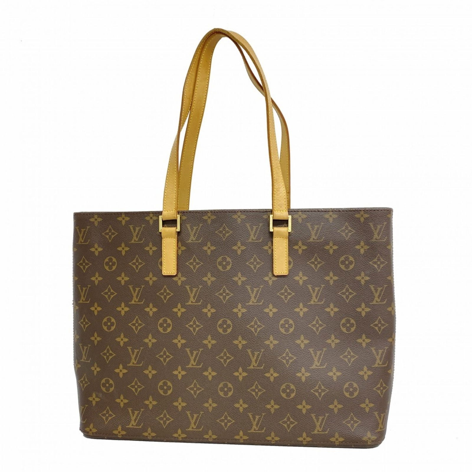 Brown Canvas Louis Vuitton Luco Tote Bag for Women Made in France: Brown Canvas Louis Vuitton Luco Tote Bag for Women Made in France This Louis Vuitton Luco is a stylish tote bag crafted from brown canvas. Designed for women, it features a spacious interior with an i