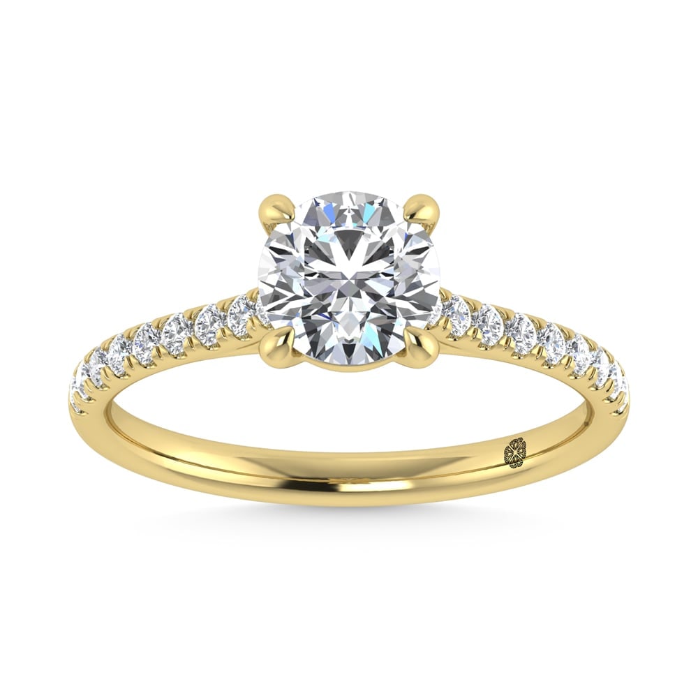 10K Yellow Gold 1 1/4 Ct.Tw. Lab Grown Diamond Halo Engagement Ring (Center 1 CT): 10K Yellow Gold 1 1/4 Ct.Tw. Lab Grown Diamond Halo Engagement Ring (Center 1 CT) This elegant diamond engagement ring crafted in 10k Yellow gold, features a brilliant round-cut center stone of 1.00 c