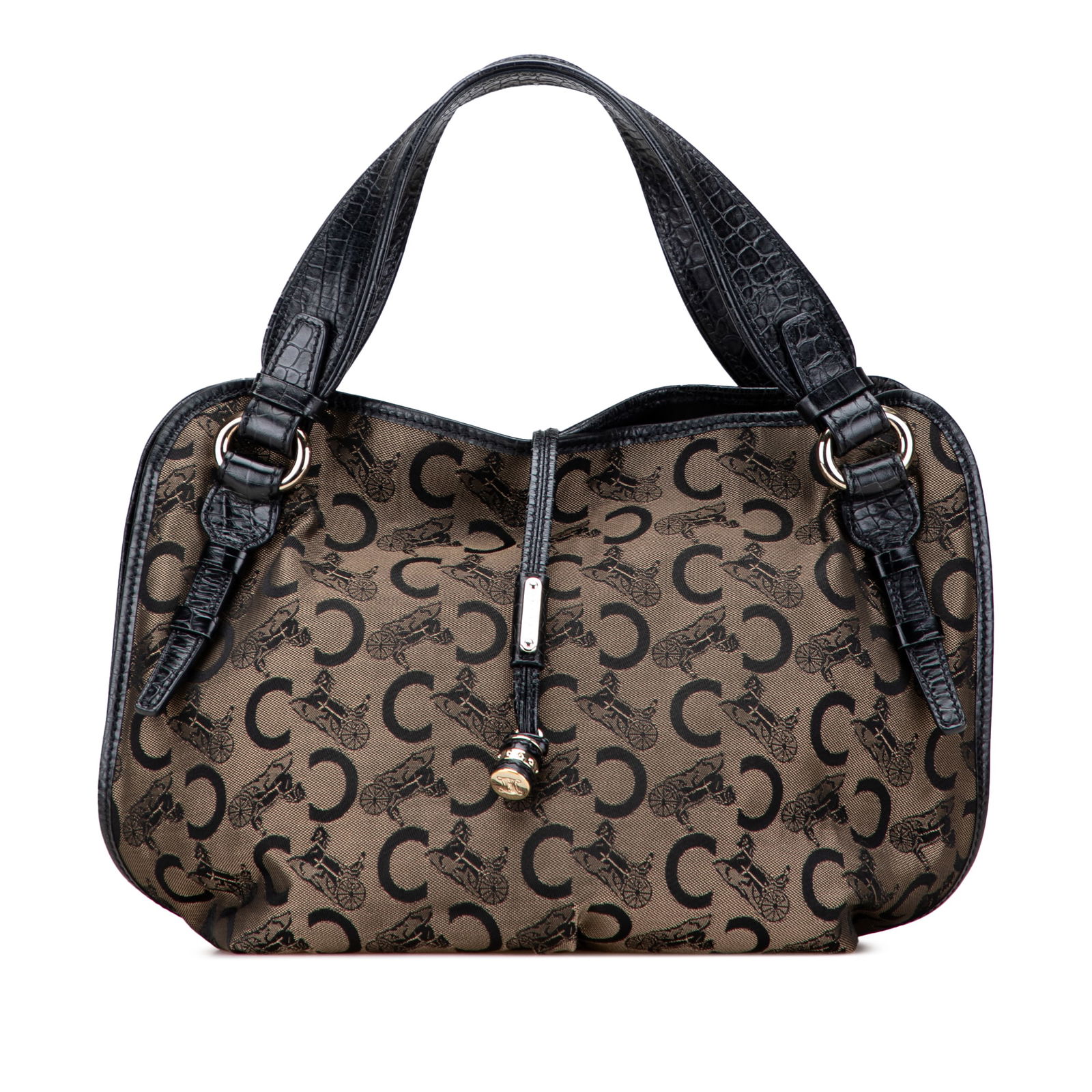 Celine C Carriage Canvas Hobo Bag in Bittersweet Brown: Celine C Carriage Canvas Hobo Bag in Bittersweet Brown The Celine C Carriage Canvas Bittersweet Hobo is a stylish and practical bag, crafted from durable canvas with elegant leather trim. It features