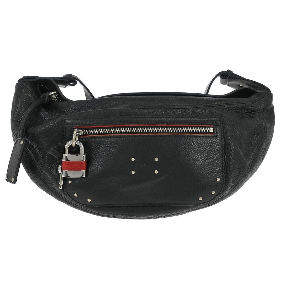 Chloe Paddington Large Black Leather Shoulder Bag with Gold Tone Hardware: Chloe Paddington Large Black Leather Shoulder Bag with Gold Tone Hardware This Chloe Mr. Paddington shoulder bag features a large black leather exterior with a gold-tone hardware finish. Designed for