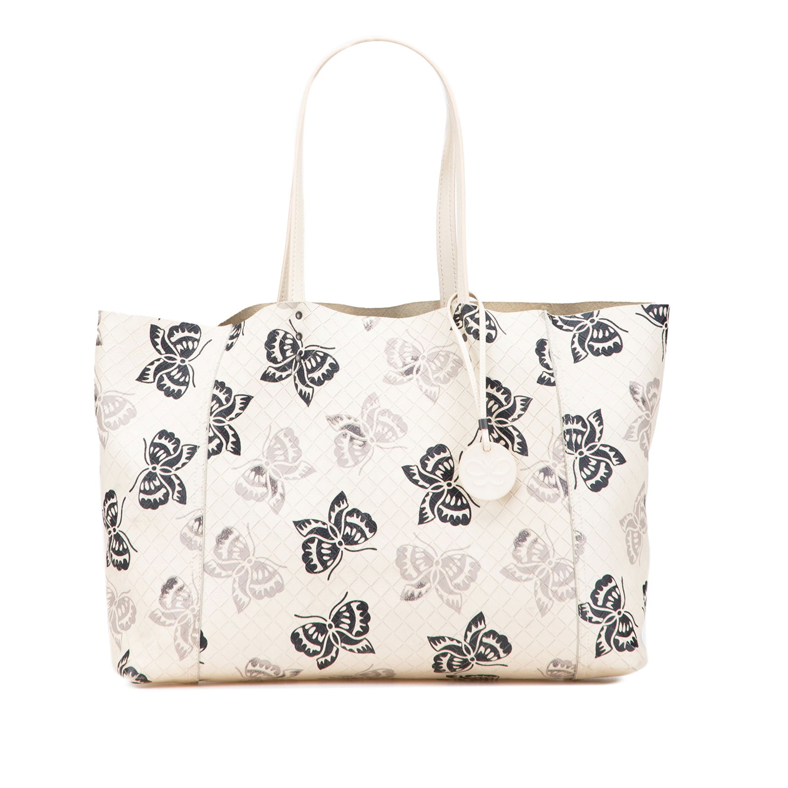 Bottega Veneta Nappa Intrecciomirage Butterfly Tote White Leather Bag (1 of 11)