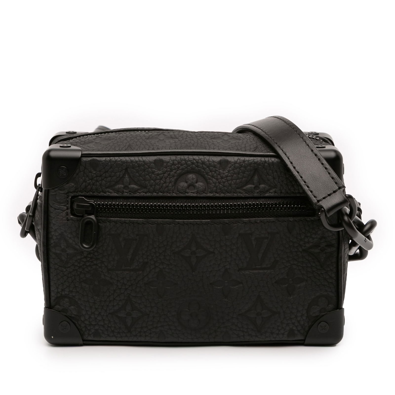 Mini Soft Trunk in Monogram Taurillon Leather by Louis Vuitton: Mini Soft Trunk in Monogram Taurillon Leather by Louis Vuitton This Louis Vuitton Monogram Taurillon Mini Soft Trunk features a monogram leather body in black, an adjustable flat leather strap with ch
