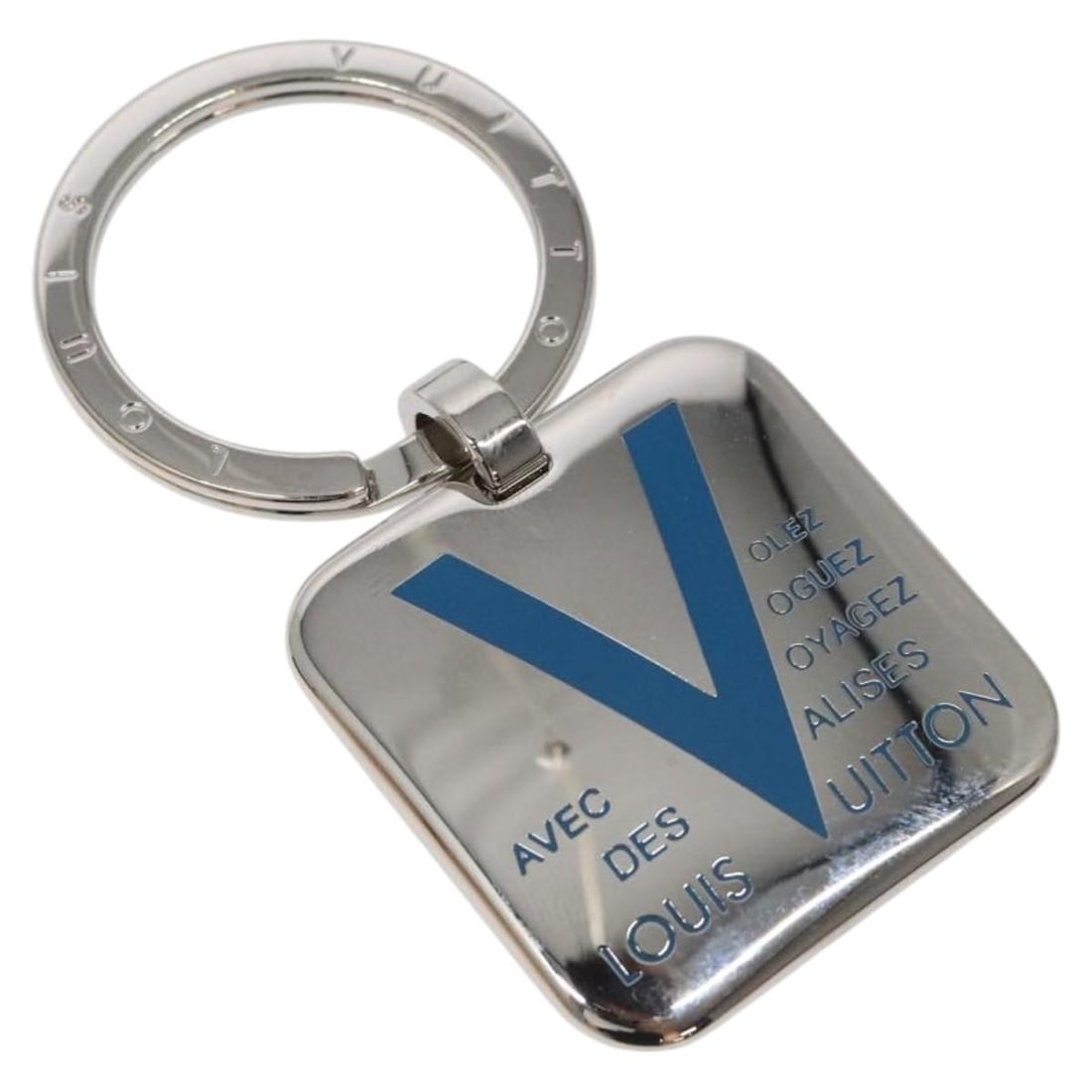 Louis Vuitton M66950 Silver Metal Voyage Key Ring Authentic (1 of 6)