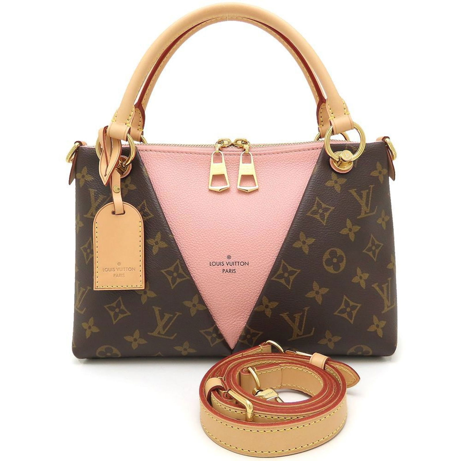 V Tote BB Brown Canvas and Leather Handbag by Louis Vuitton: V Tote BB Brown Canvas and Leather Handbag by Louis Vuitton This Louis Vuitton V Tote BB handbag features a brown canvas and leather construction, designed for women. It is crafted in France and showc