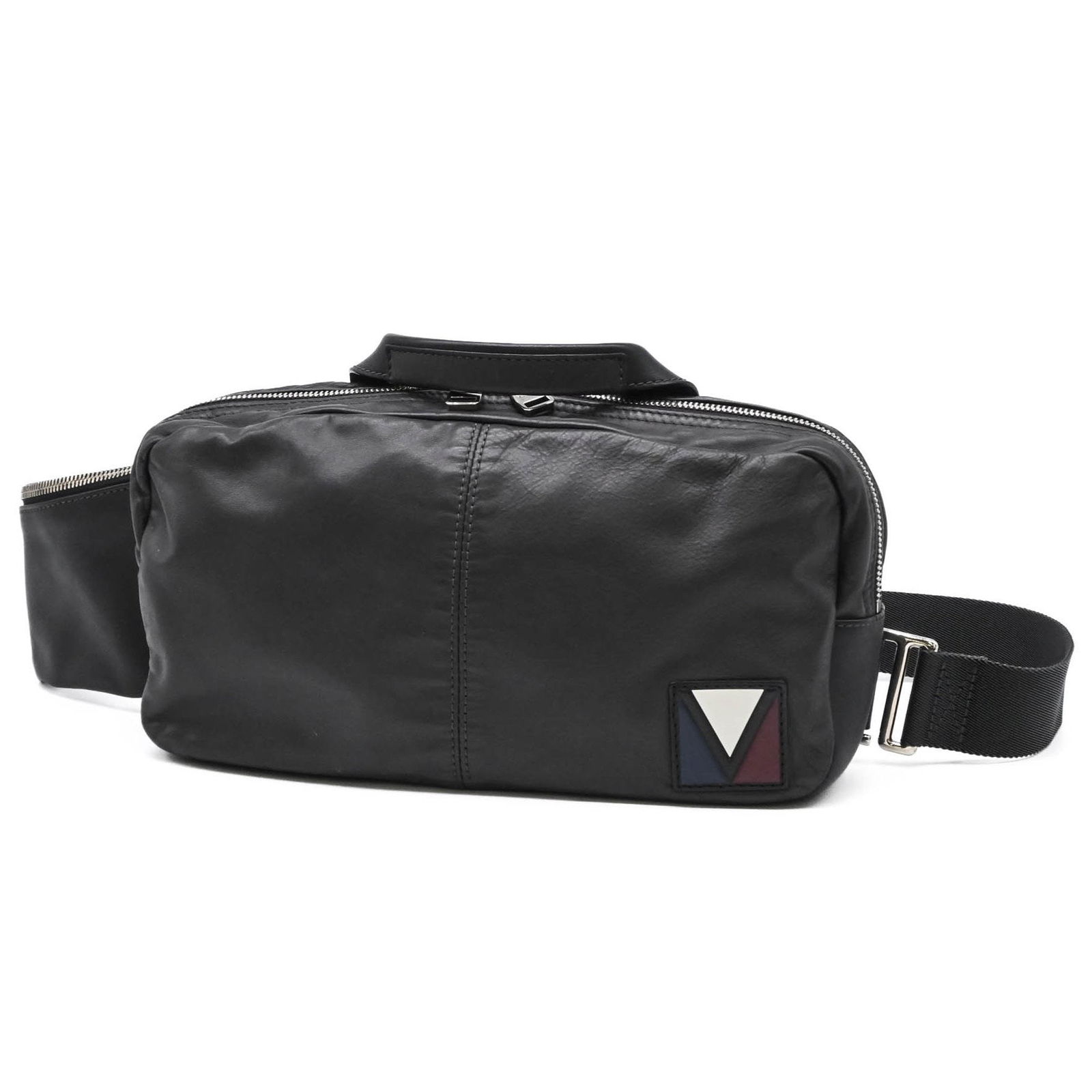 Black Leather V Line Crossbody Bag by Louis Vuitton: Black Leather V Line Crossbody Bag by Louis Vuitton The Louis Vuitton V Line Cross is a versatile unisex bag crafted from black leather. It features a spacious interior and a practical design, making