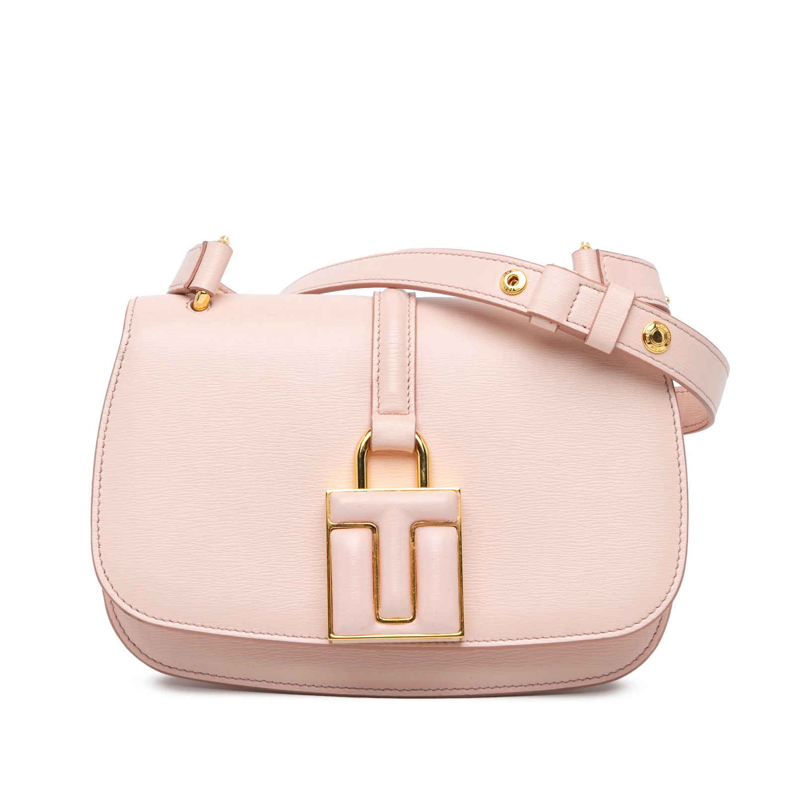 Tom Ford Pink Calfskin Lock Crossbody Bag Made in Italy: Tom Ford Pink Calfskin Lock Crossbody Bag Made in Italy Introducing the Tom Ford Calfskin Lock Crossbody, a stylish and sophisticated accessory crafted from premium leather. This elegant bag features