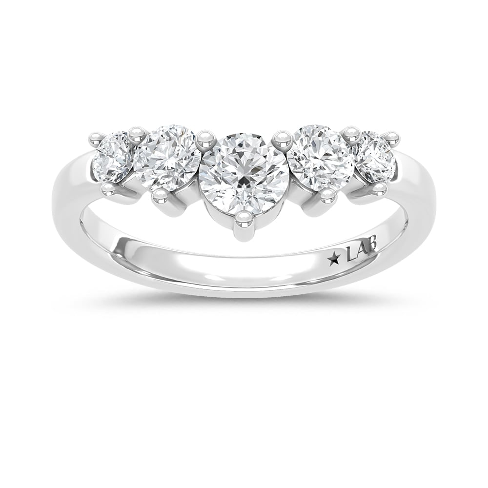14K White Gold Lab Grown Diamond 1 Ct.Tw. Chevron Band: 14K White Gold Lab Grown Diamond 1 Ct.Tw. Chevron Band Add a modern twist to your jewelry collection with this 14K white gold chevron band, featuring 1 carat total weight of lab-grown diamonds. Its di