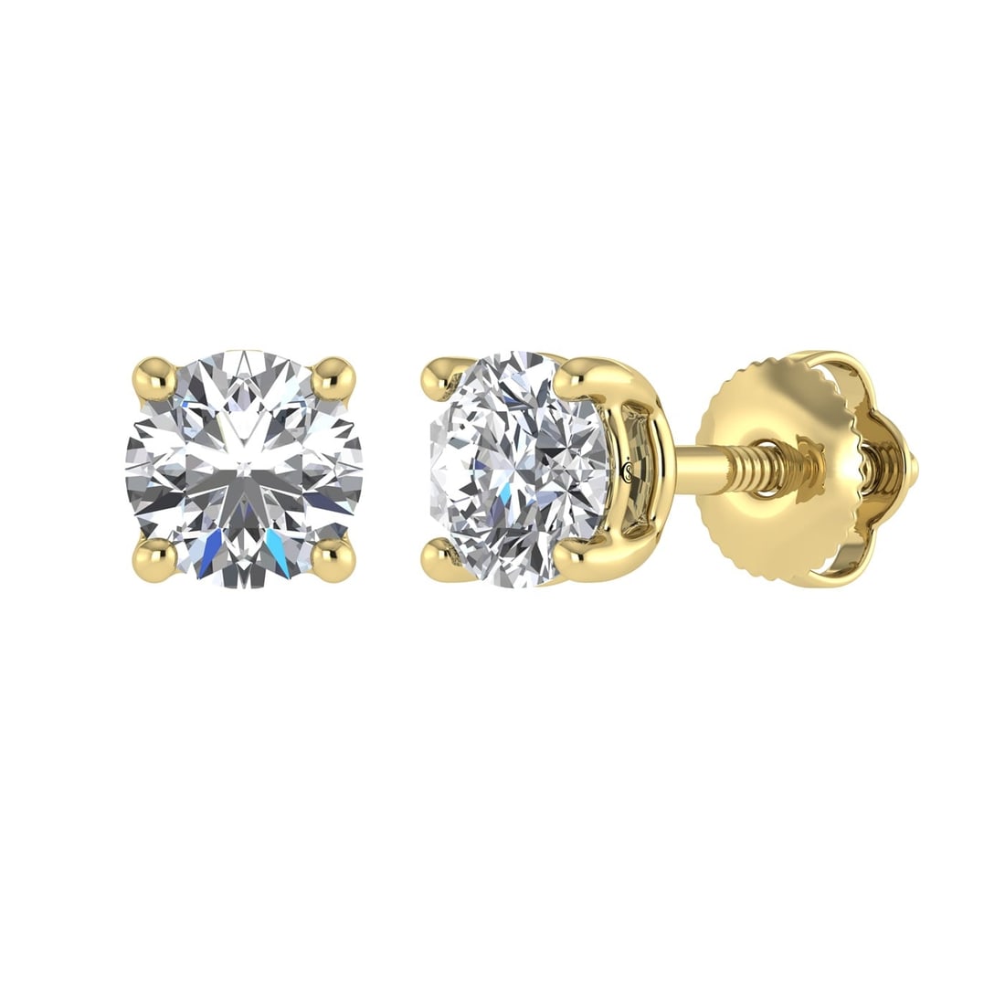 14K Yellow Gold Lab Grown Diamond 3 Ct.Tw. IGI certified VS F+ Solitaire Studs (Available in 2ct to (1 of 3)