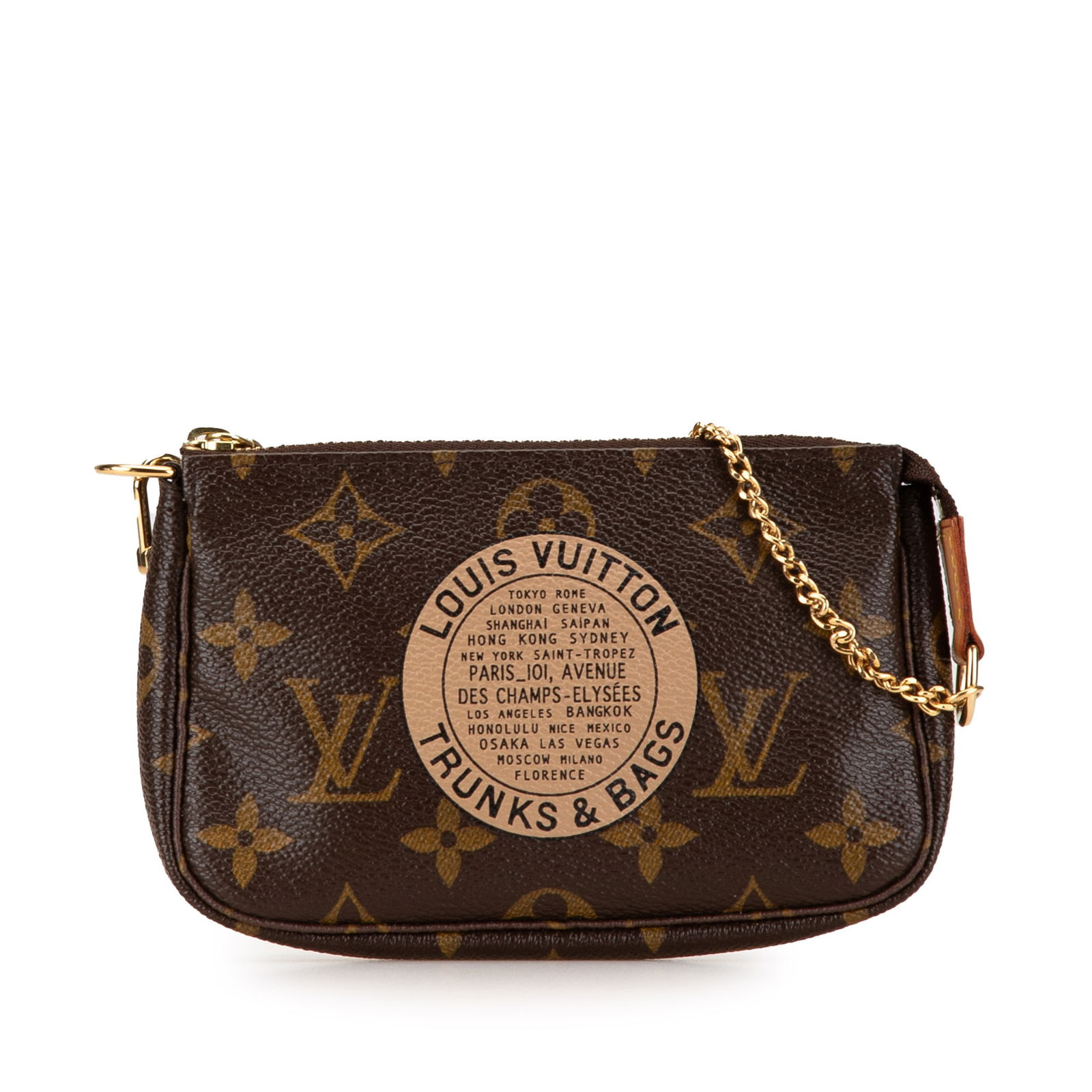 Louis Vuitton Monogram Trunks and Bags Mini Pochette Accessoires Canvas: Louis Vuitton Monogram Trunks and Bags Mini Pochette Accessoires Canvas The Louis Vuitton Monogram Trunks and Bags Mini Pochette Accessoires is a stylish and practical accessory crafted from durable m