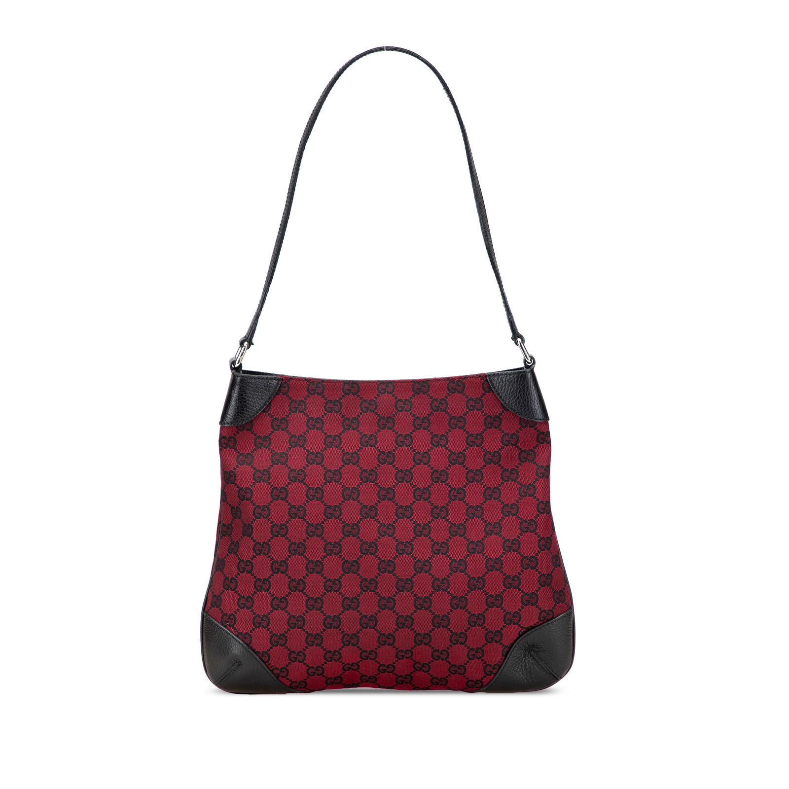 Gucci GG Canvas Shoulder Bag Red Fabric Italy: Gucci GG Canvas Shoulder Bag Red Fabric Italy This stylish Gucci GG Canvas Shoulder Bag showcases a durable canvas body with elegant leather trim. It features a convenient open top with a magnetic sna