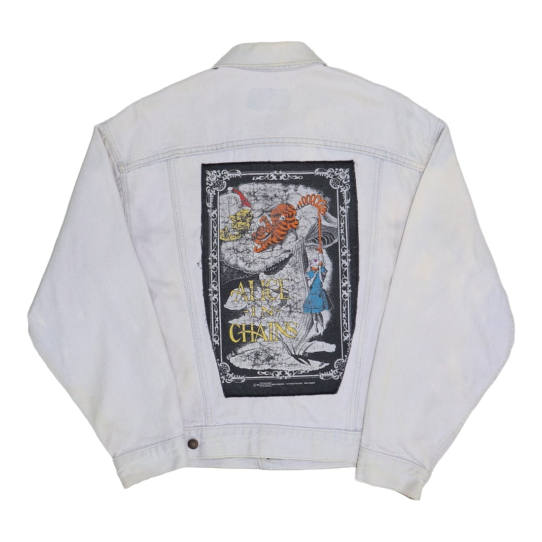 Vintage 1993 White Denim Jacket with Alice In Chains Graphics (1 of 10)