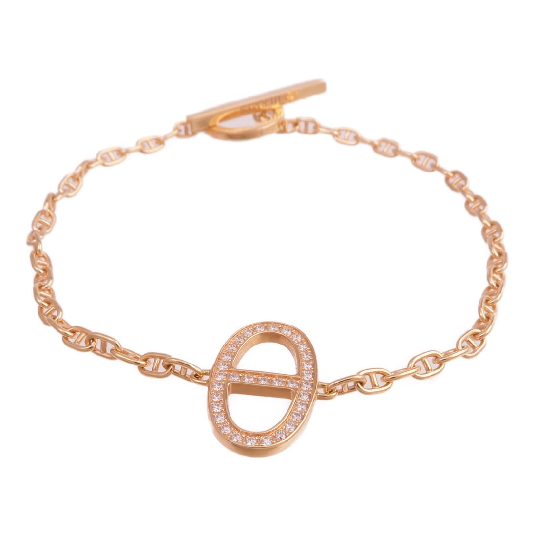Farandole 18K Rose Gold Bracelet by Hermes: Farandole 18K Rose Gold Bracelet by Hermes This Hermes Farandole bracelet is crafted from 18K rose gold and features a sleek, modern design. Made in France, the bracelet does not include any gemstones