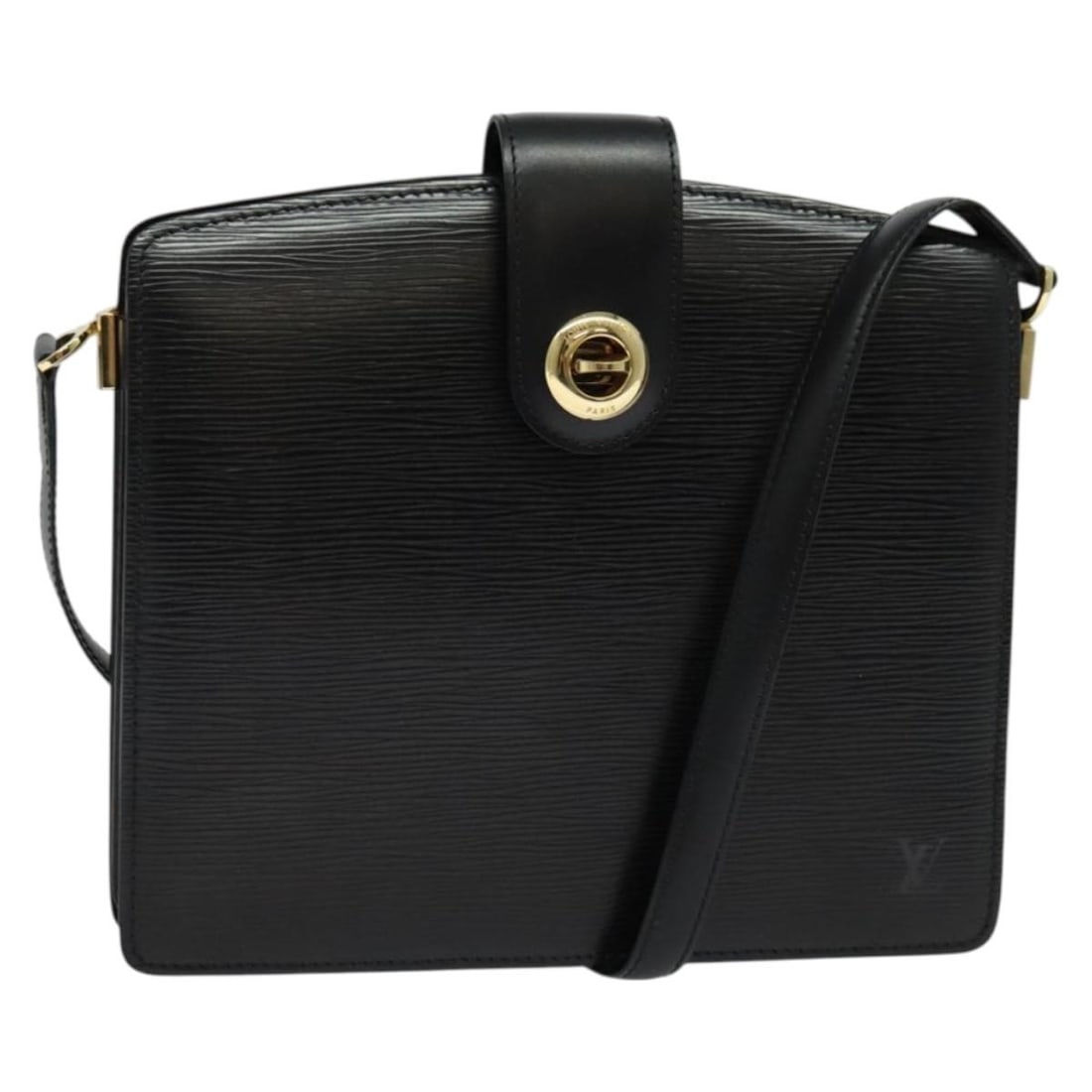 LOUIS VUITTON Epi Capuchin Black Shoulder Bag M52342 Made in France: LOUIS VUITTON Epi Capuchin Black Shoulder Bag M52342 Made in France Elevate your accessory collection with this authentic Louis Vuitton Epi Capuchin Shoulder Bag in a classic black hue. Crafted from d