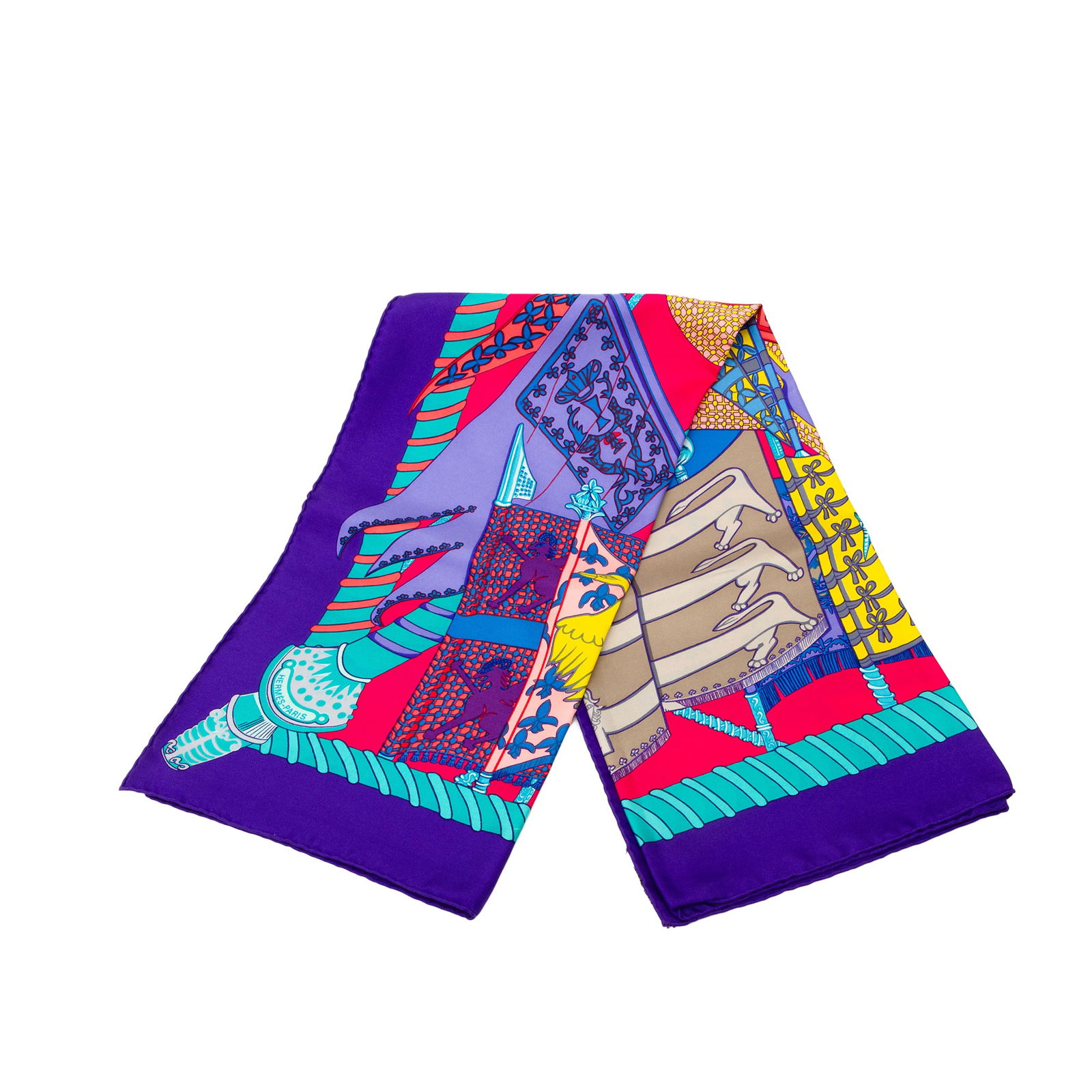 Hermes Etendards et Bannieres Blue 100 Percent Silk Square Scarf 90cm (1 of 8)