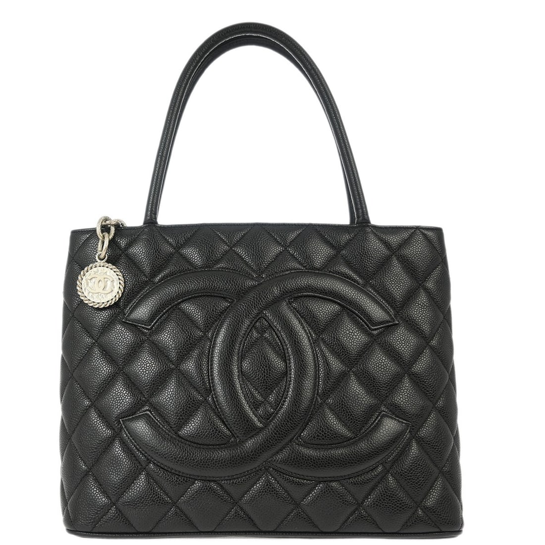 Chanel Black Caviar Skin Medallion Tote Handbag with Double Handles (1 of 10)