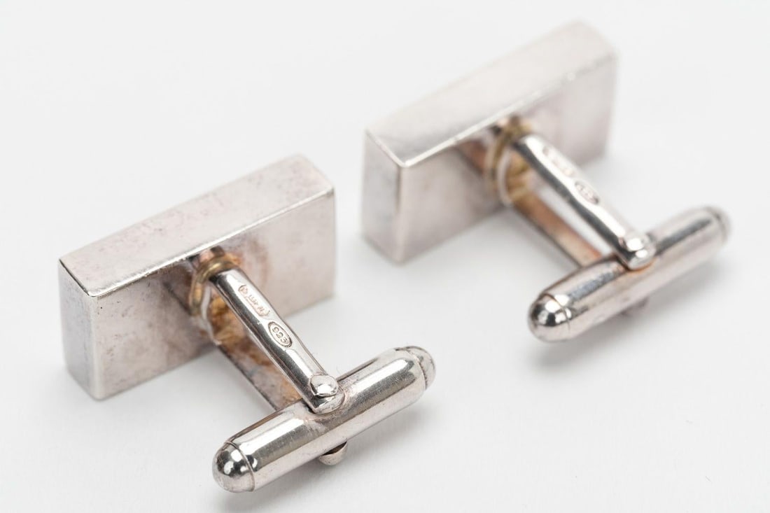 Gucci Sterling Silver Rectangular Logo Cufflinks 2010 - 4