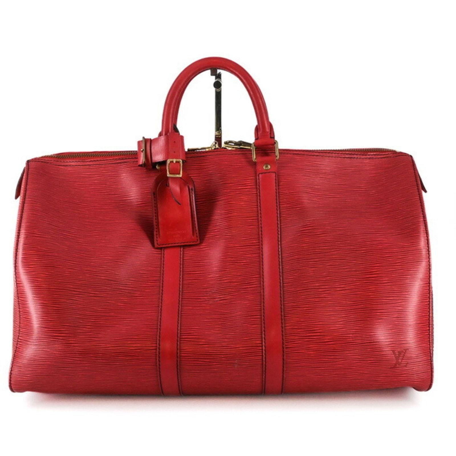 Red Leather Louis Vuitton Keepall 45 Travel Bag France (1 of 1)