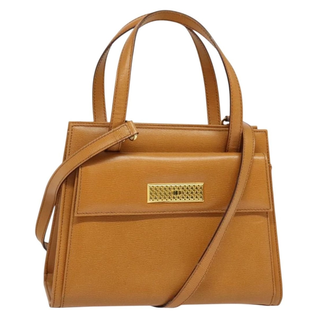 Christian Dior Brown Gold Leather 2-Way Hand Bag Made in Italy (1 of 18)