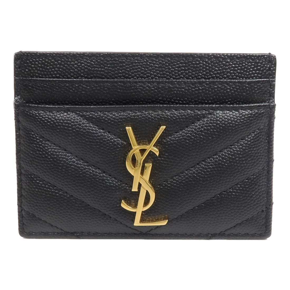 Yves Saint Laurent Black Calfskin Leather Card Holder BRS423291 (1 of 14)