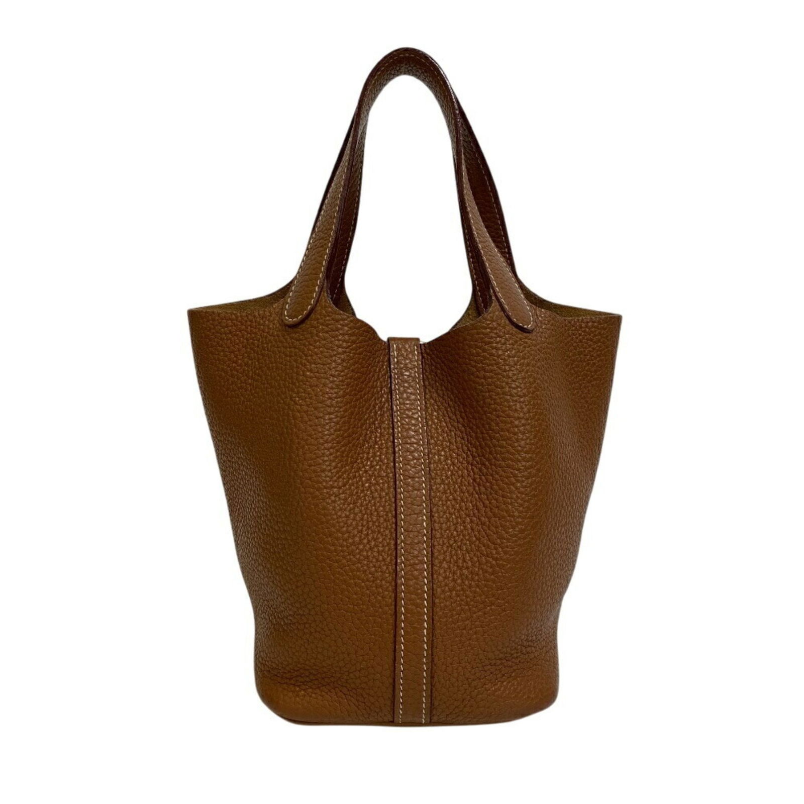 Brown Leather Picotin Lock Bag by Hermes France (1 of 1)