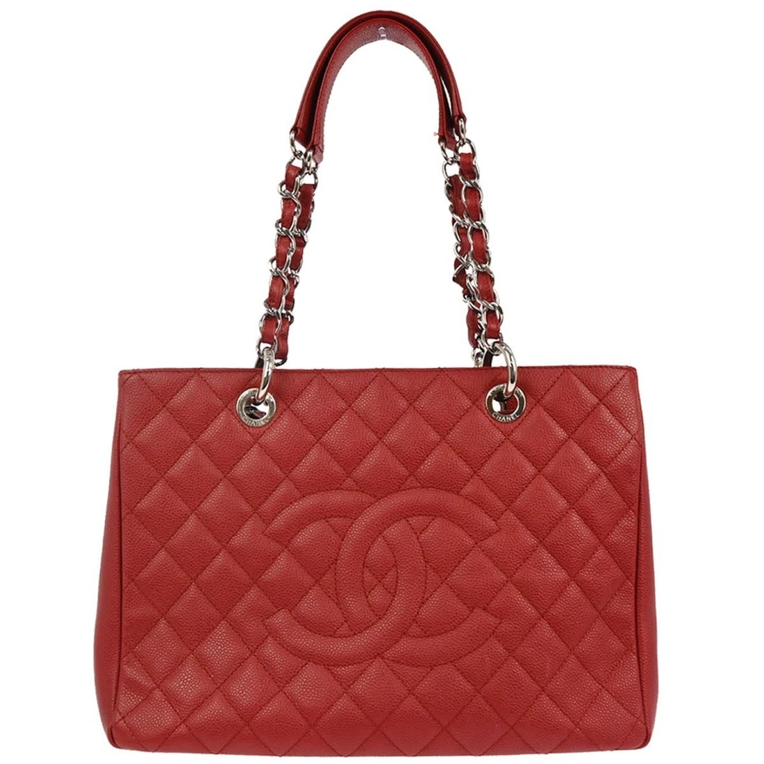 Chanel GST Large Red Leather Tote with Chain Handles (1 of 10)