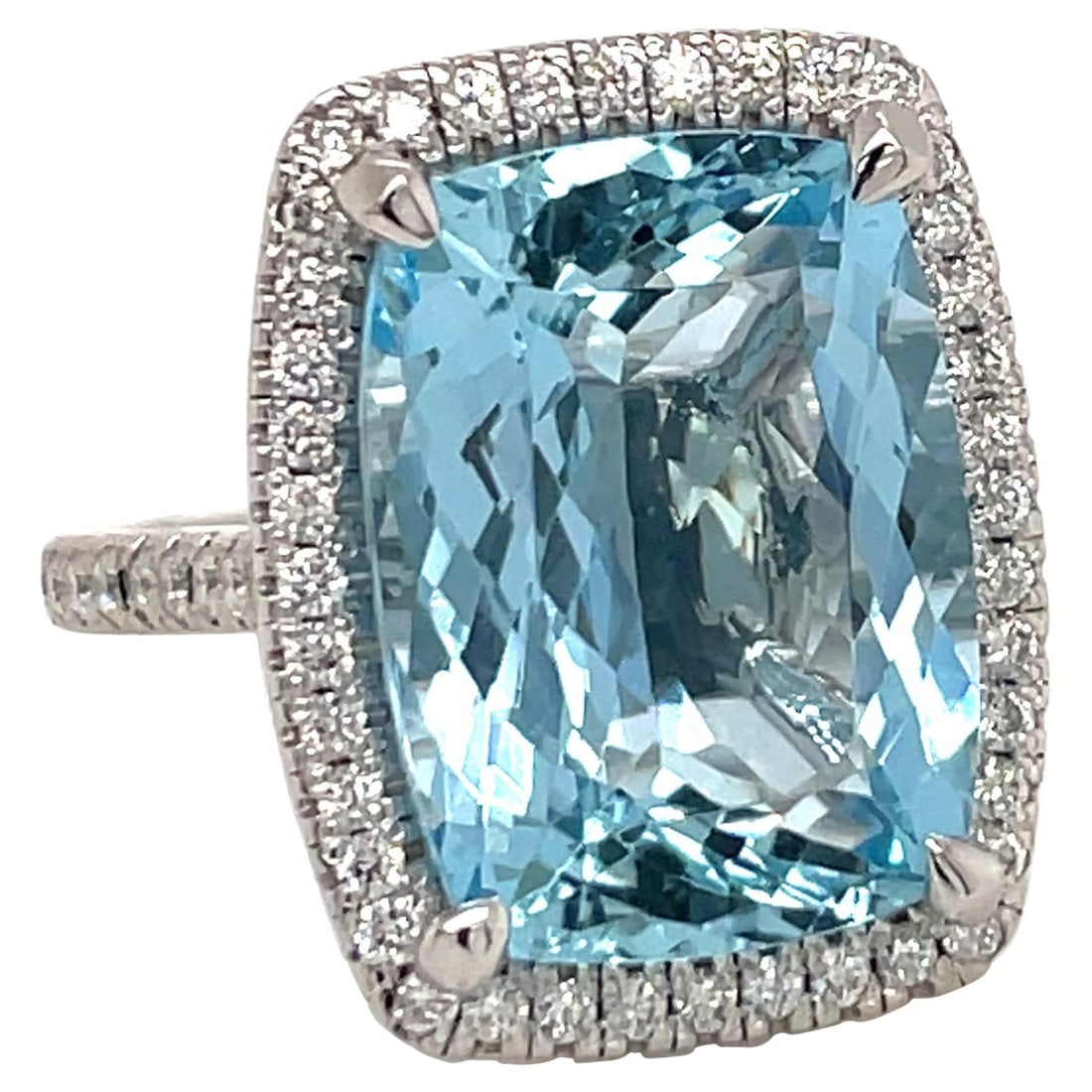 Harbor Diamonds Platinum Halo Ring 10.65ct Aquamarine 66 Diamonds (1 of 16)