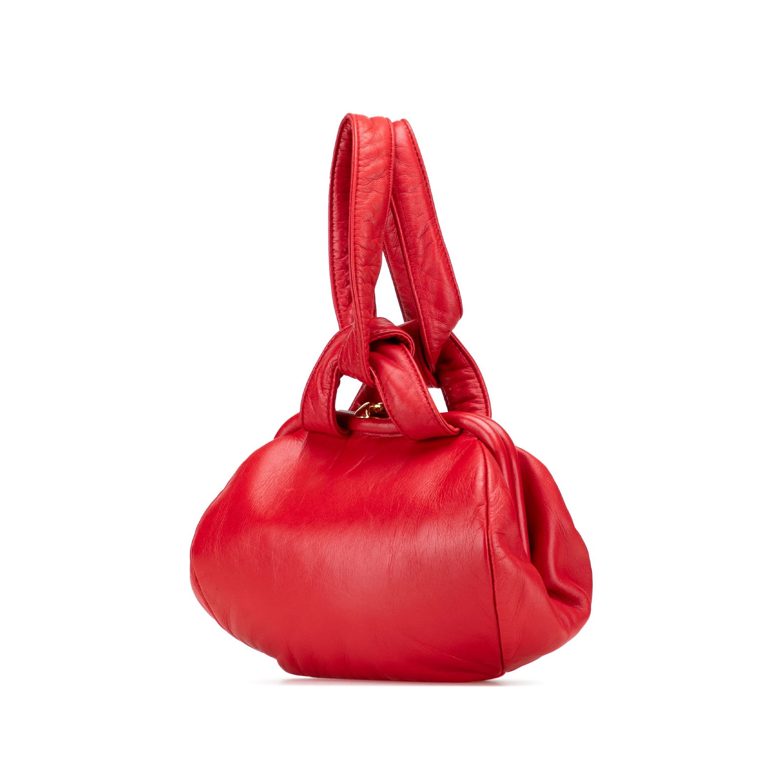 LOEWE Red Leather Anagram Frame Handbag - 2
