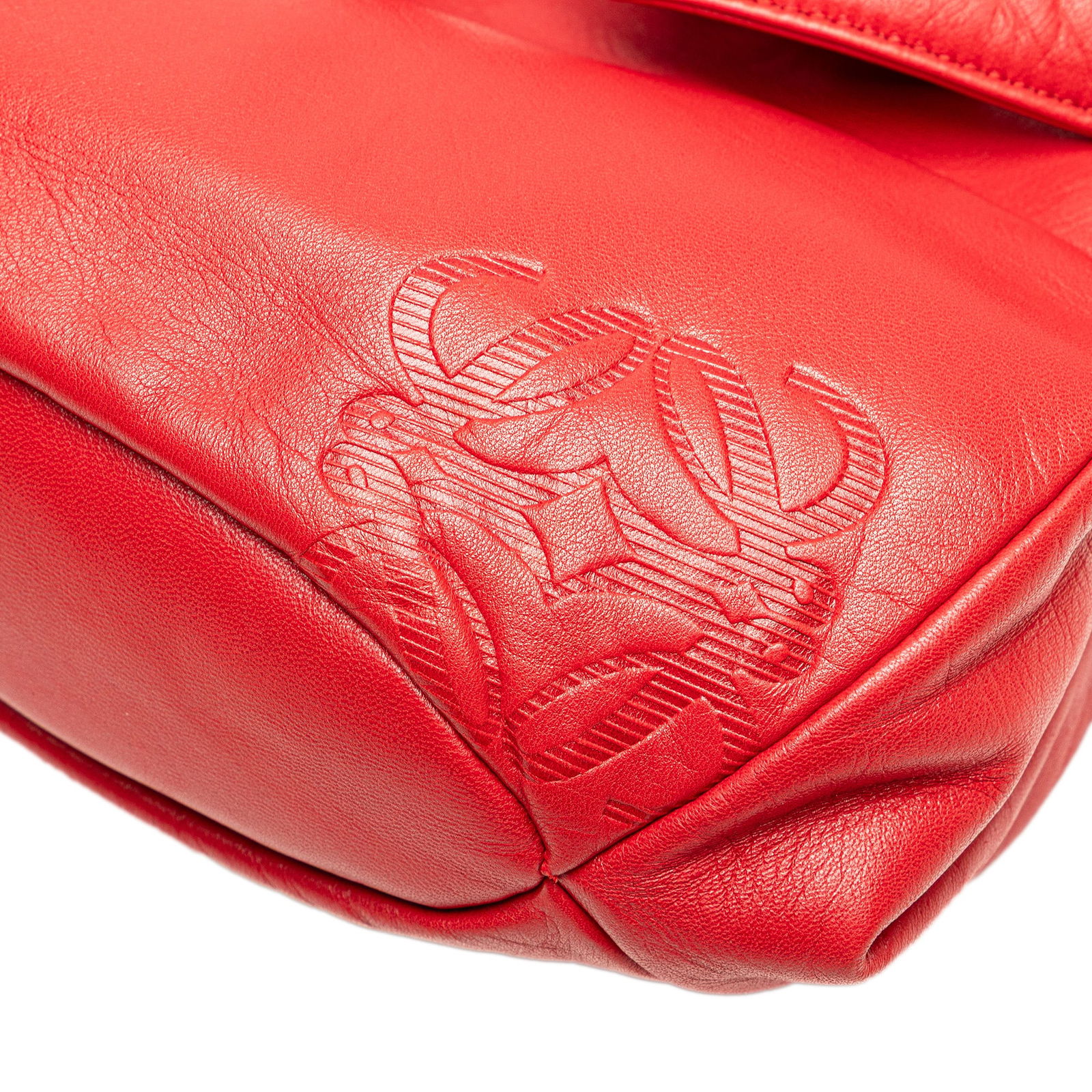 LOEWE Red Leather Anagram Frame Handbag - 6
