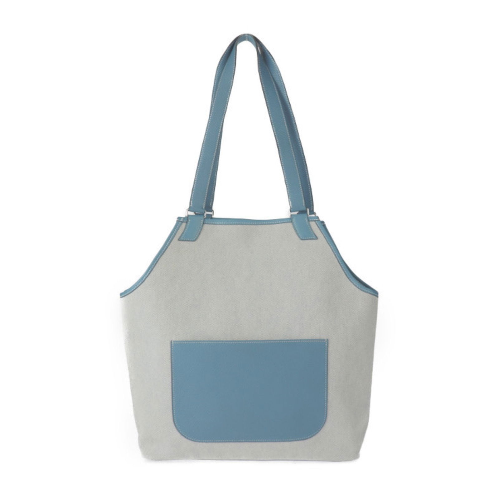 Jardinier Canvas and Leather Bag by Hermes in Gray: Jardinier Canvas and Leather Bag by Hermes in Gray This Hermes Jardinier bag features a gray canvas and leather construction, designed for universal use. It is crafted in France and offers a spacious