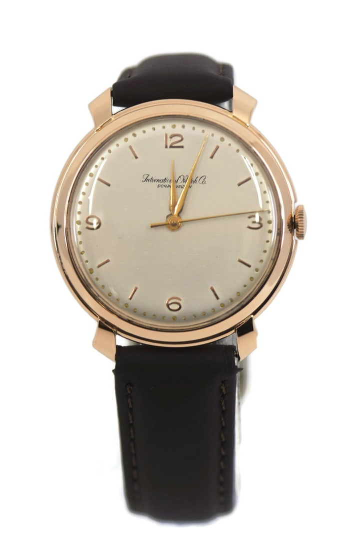 IWC Vintage 18K Rose Gold Mechanical Wristwatch with Leather Band (1 of 3)