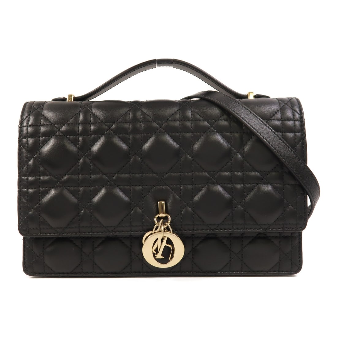 Dior My Dior Black Lambskin Top Handle Shoulder Bag with Gold Hardware: Dior My Dior Black Lambskin Top Handle Shoulder Bag with Gold Hardware This Christian Dior My Dior top handle bag features a two-way design, allowing it to be carried as a shoulder bag or by the top h