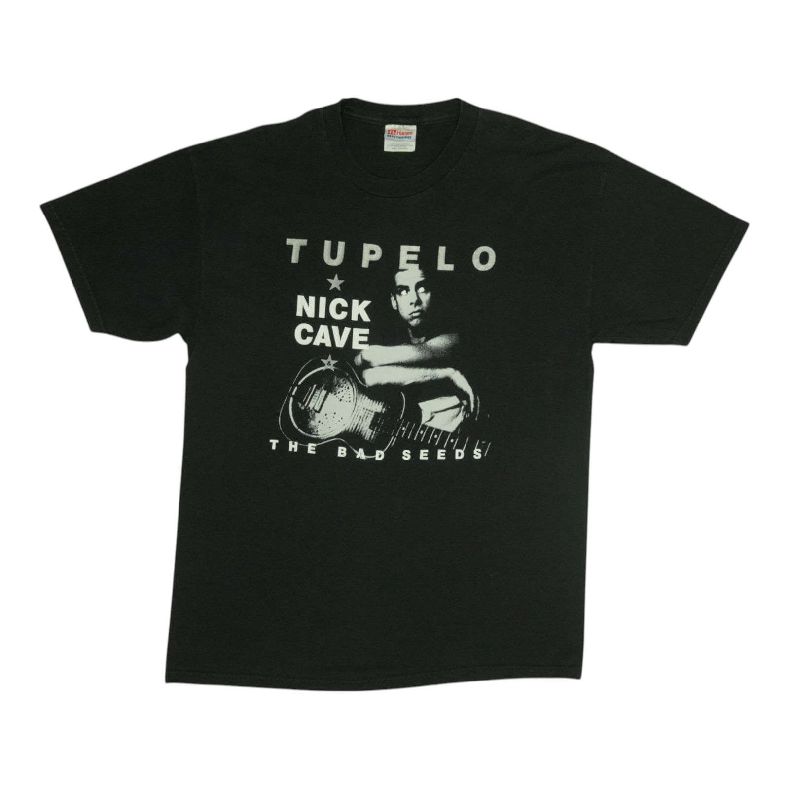 Vintage 1993 Nick Cave and the Bad Seeds Tupelo Black Cotton T-Shirt: Vintage 1993 Nick Cave and the Bad Seeds Tupelo Black Cotton T-Shirt This is an original vintage 1993 Nick Cave Bad Seeds "Tupelo" shirt. The shirt is not a modern reproduction and features no graphic
