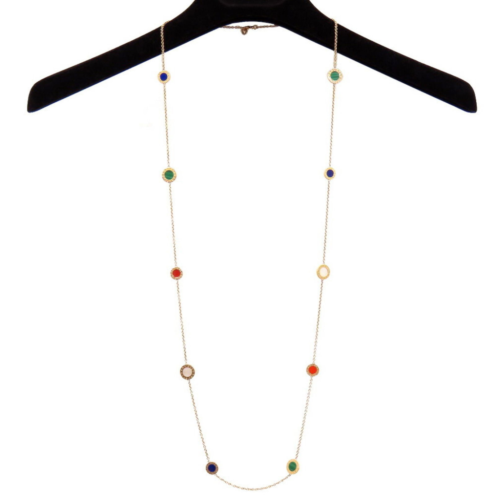 Rose Gold Bulgari Bvlgari Necklace 101 cm Italian Design: Rose Gold Bulgari Bvlgari Necklace 101 cm Italian Design This Bulgari Bvlgari Bvlgari necklace is crafted from rose gold and features a gold color finish. Designed for women, it has a neck circumferen