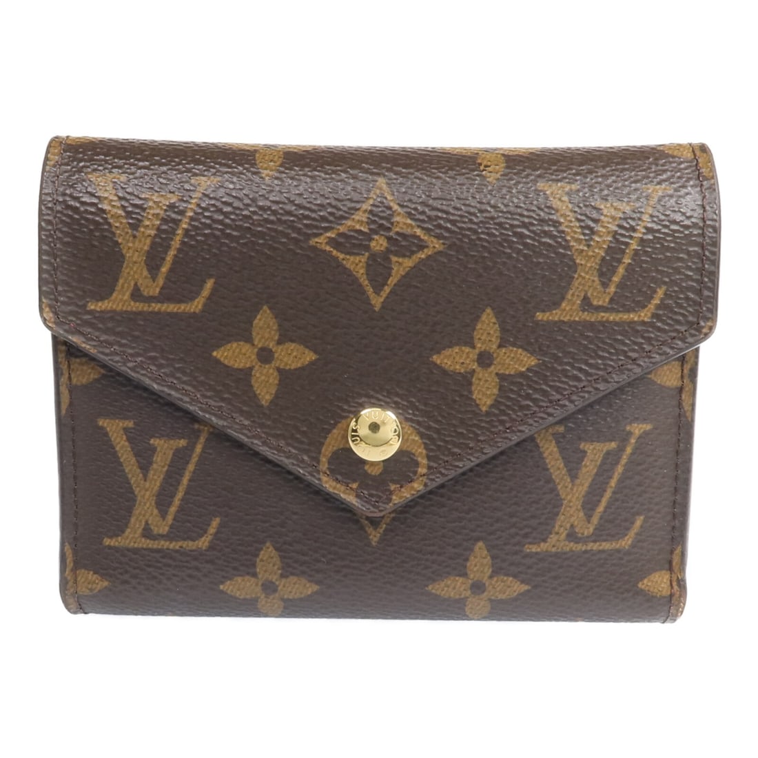 Victorine Monogram Tri-fold Wallet by Louis Vuitton M41938 with Gold Hardware: Victorine Monogram Tri-fold Wallet by Louis Vuitton M41938 with Gold Hardware This Louis Vuitton Portefeuille Victorine tri-fold wallet features a brown PVC coated canvas exterior with the signature m